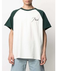 weißes und grünes T-Shirt mit einem Rundhalsausschnitt von Rhude