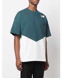 weißes und grünes T-Shirt mit einem Rundhalsausschnitt von Jil Sander