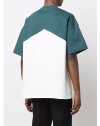 weißes und grünes T-Shirt mit einem Rundhalsausschnitt von Jil Sander