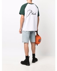 weißes und grünes T-Shirt mit einem Rundhalsausschnitt von Rhude