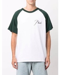 weißes und grünes T-Shirt mit einem Rundhalsausschnitt von Rhude