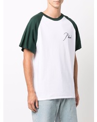 weißes und grünes T-Shirt mit einem Rundhalsausschnitt von Rhude