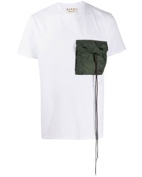 weißes und grünes T-Shirt mit einem Rundhalsausschnitt von Marni