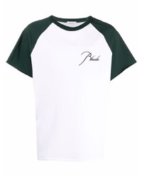 weißes und grünes T-Shirt mit einem Rundhalsausschnitt von Rhude