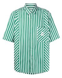 weißes und grünes vertikal gestreiftes Kurzarmhemd von Etro