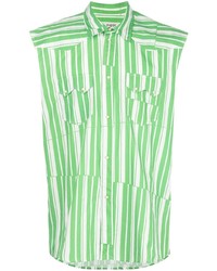 weißes und grünes vertikal gestreiftes Kurzarmhemd von Phipps