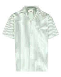 weißes und grünes vertikal gestreiftes Kurzarmhemd von Tekla