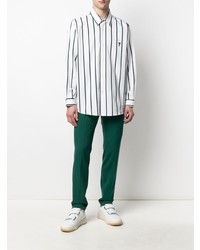 weißes und grünes vertikal gestreiftes Langarmhemd von Ami Paris