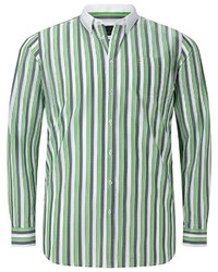 weißes und grünes vertikal gestreiftes Langarmhemd von Charles Colby