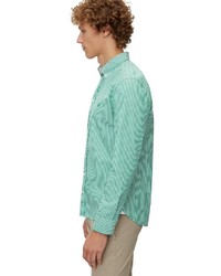 weißes und grünes vertikal gestreiftes Langarmhemd von Marc O'Polo