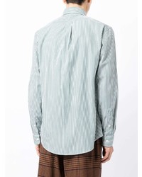 weißes und grünes vertikal gestreiftes Langarmhemd von Polo Ralph Lauren