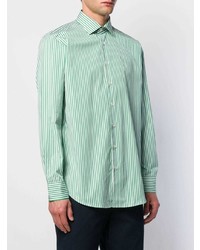 weißes und grünes vertikal gestreiftes Langarmhemd von Etro