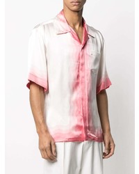 weißes und rosa bedrucktes Kurzarmhemd von Casablanca