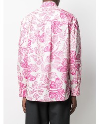 weißes und rosa bedrucktes Langarmhemd von Marni