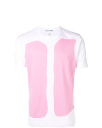 weißes und rosa bedrucktes T-Shirt mit einem Rundhalsausschnitt von Comme Des Garcons SHIRT