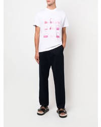 weißes und rosa bedrucktes T-Shirt mit einem Rundhalsausschnitt von Jacquemus