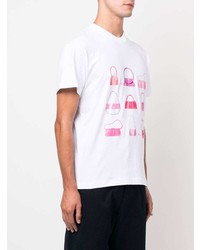 weißes und rosa bedrucktes T-Shirt mit einem Rundhalsausschnitt von Jacquemus