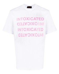 weißes und rosa bedrucktes T-Shirt mit einem Rundhalsausschnitt von Intoxicated