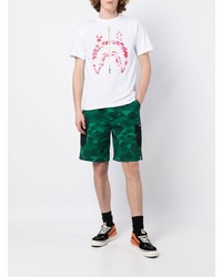 weißes und rosa bedrucktes T-Shirt mit einem Rundhalsausschnitt von BAPE BLACK *A BATHING APE®