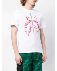 weißes und rosa bedrucktes T-Shirt mit einem Rundhalsausschnitt von BAPE BLACK *A BATHING APE®