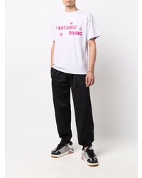 weißes und rosa bedrucktes T-Shirt mit einem Rundhalsausschnitt von Aries