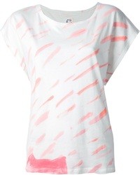 weißes und rosa bedrucktes T-Shirt mit einem Rundhalsausschnitt von Tsumori Chisato