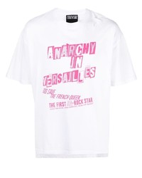 weißes und rosa bedrucktes T-Shirt mit einem Rundhalsausschnitt von VERSACE JEANS COUTURE