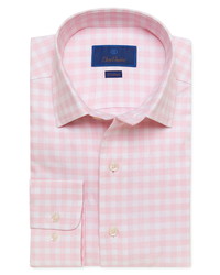 weißes und rosa Businesshemd mit Vichy-Muster