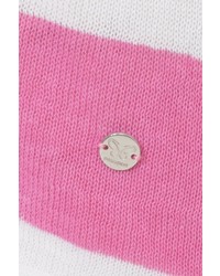 weißes und rosa horizontal gestreiftes Langarmshirt von Passport