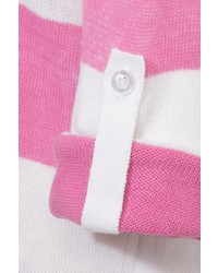 weißes und rosa horizontal gestreiftes Langarmshirt von Passport