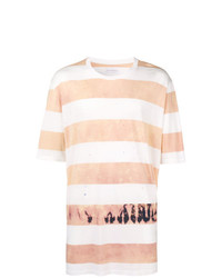 weißes und rosa horizontal gestreiftes T-Shirt mit einem Rundhalsausschnitt von Faith Connexion