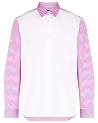 weißes und rosa Langarmhemd von Comme Des Garcons Homme Plus