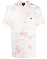 weißes und rosa Mit Batikmuster T-Shirt mit einem Rundhalsausschnitt