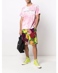 weißes und rosa Mit Batikmuster T-Shirt mit einem Rundhalsausschnitt von Garcons Infideles