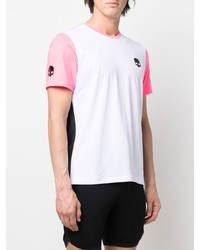 weißes und rosa T-Shirt mit einem Rundhalsausschnitt von Hydrogen
