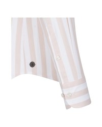 weißes und rosa vertikal gestreiftes Langarmhemd von Jacques Britt