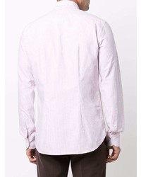weißes und rosa vertikal gestreiftes Langarmhemd von Orian