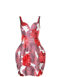 weißes und rotes ausgestelltes Kleid mit Blumenmuster von Paule Ka