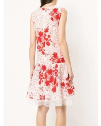 weißes und rotes bedrucktes gerade geschnittenes Kleid von Ermanno Scervino