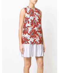 weißes und rotes bedrucktes gerade geschnittenes Kleid von Dondup