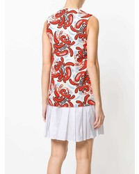 weißes und rotes bedrucktes gerade geschnittenes Kleid von Dondup