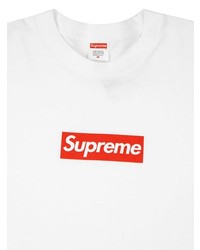 weißes und rotes bedrucktes Langarmshirt von Supreme