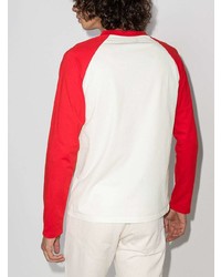 weißes und rotes bedrucktes Langarmshirt von DUOltd