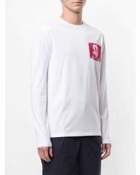 weißes und rotes bedrucktes Langarmshirt von Kent & Curwen