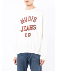weißes und rotes bedrucktes Sweatshirt von Nudie Jeans