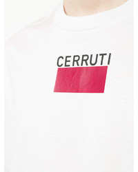 weißes und rotes bedrucktes T-Shirt mit einem Rundhalsausschnitt von Cerruti