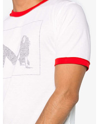weißes und rotes bedrucktes T-Shirt mit einem Rundhalsausschnitt von Calvin Klein