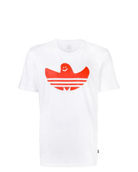 weißes und rotes bedrucktes T-Shirt mit einem Rundhalsausschnitt von adidas