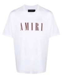 weißes und rotes bedrucktes T-Shirt mit einem Rundhalsausschnitt von Amiri