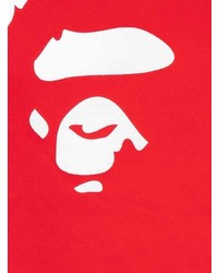 weißes und rotes bedrucktes T-Shirt mit einem Rundhalsausschnitt von A Bathing Ape